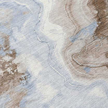 Vaelain Brown Washable Indoor-Outdoor Rug