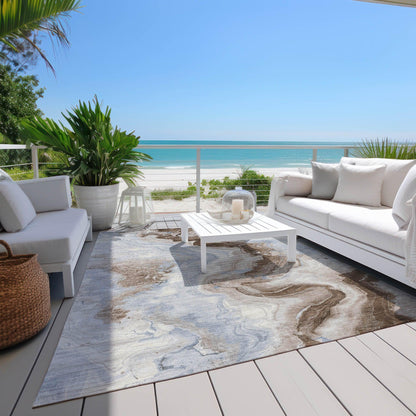 Vaelain Brown Washable Indoor-Outdoor Rug