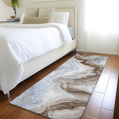 Vaelain Brown Washable Indoor-Outdoor Rug