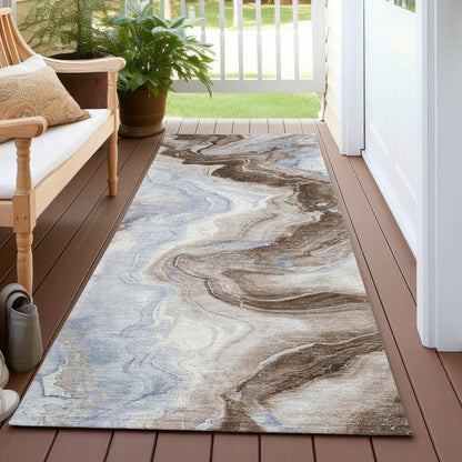 Vaelain Brown Washable Indoor-Outdoor Rug