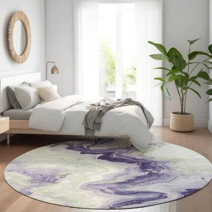 Vaelain Purple Washable Indoor-Outdoor Rug