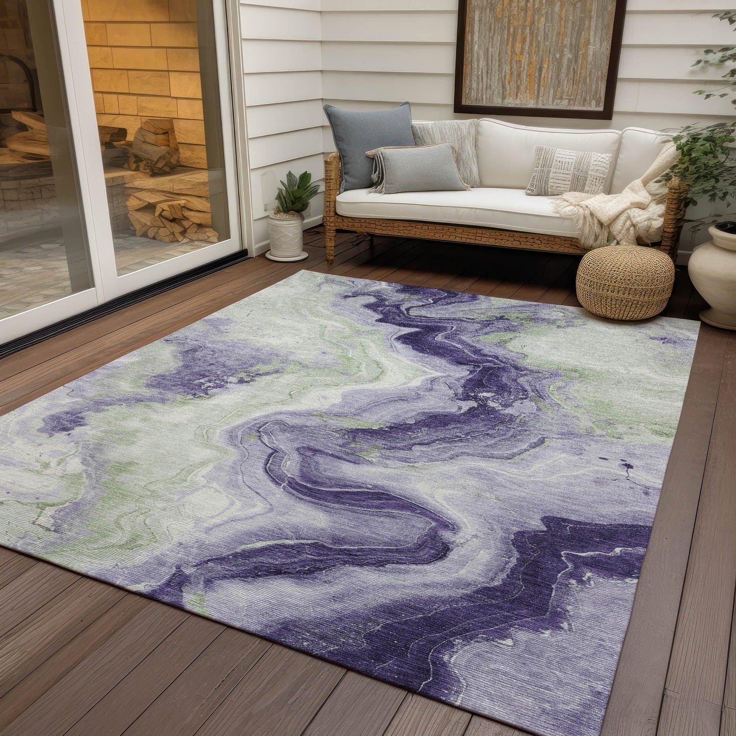 Vaelain Purple Washable Indoor-Outdoor Rug