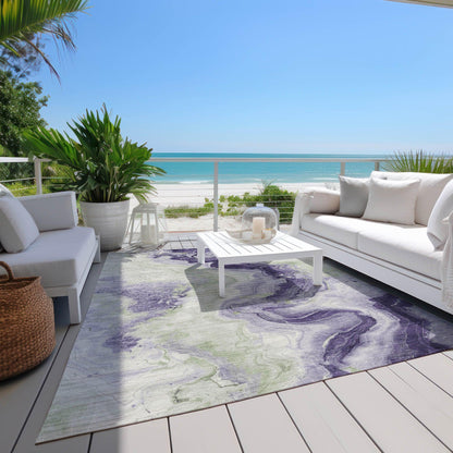 Vaelain Purple Washable Indoor-Outdoor Rug