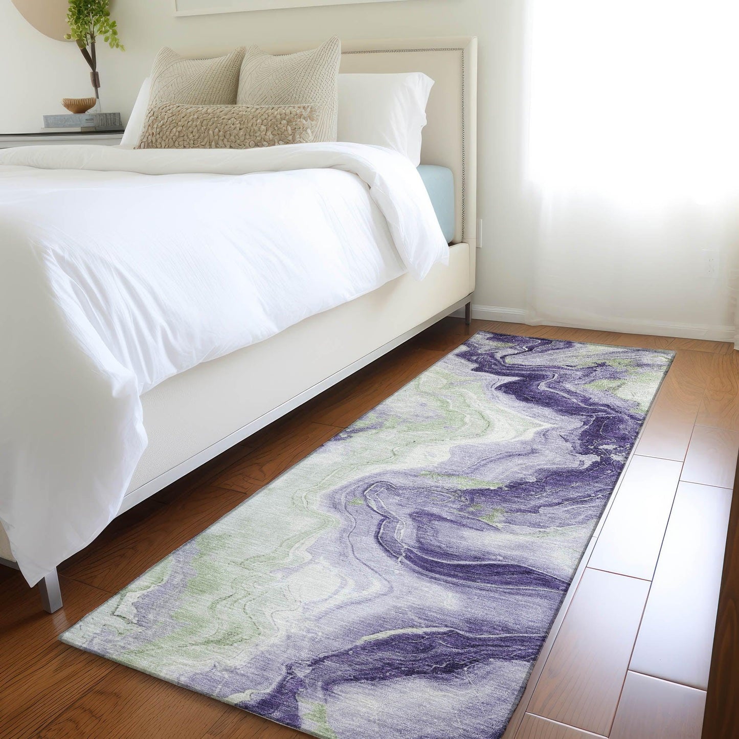 Vaelain Purple Washable Indoor-Outdoor Rug