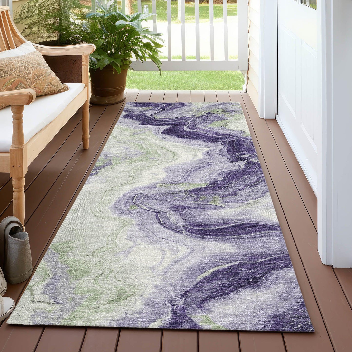 Vaelain Purple Washable Indoor-Outdoor Rug