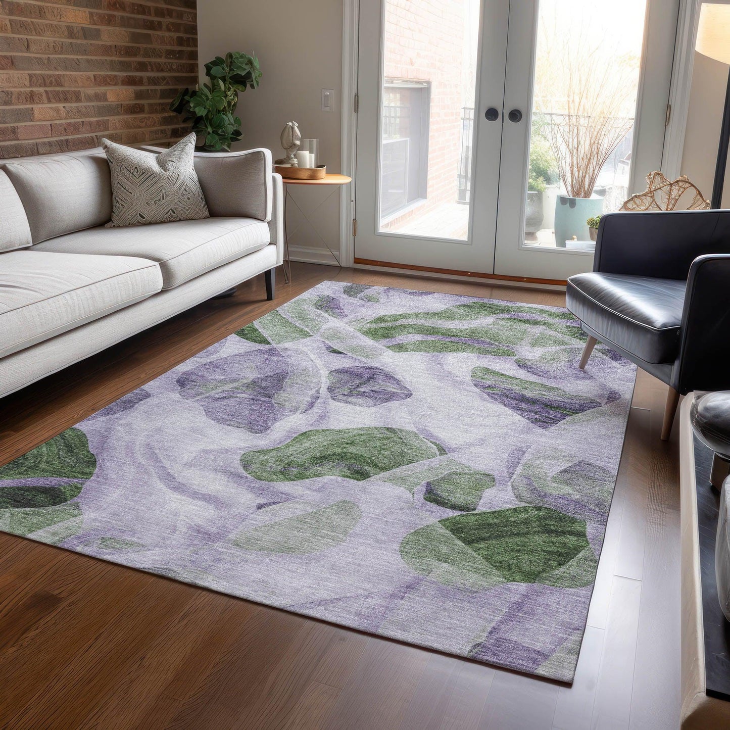 Vaelanor Purple Washable Indoor-Outdoor Rug