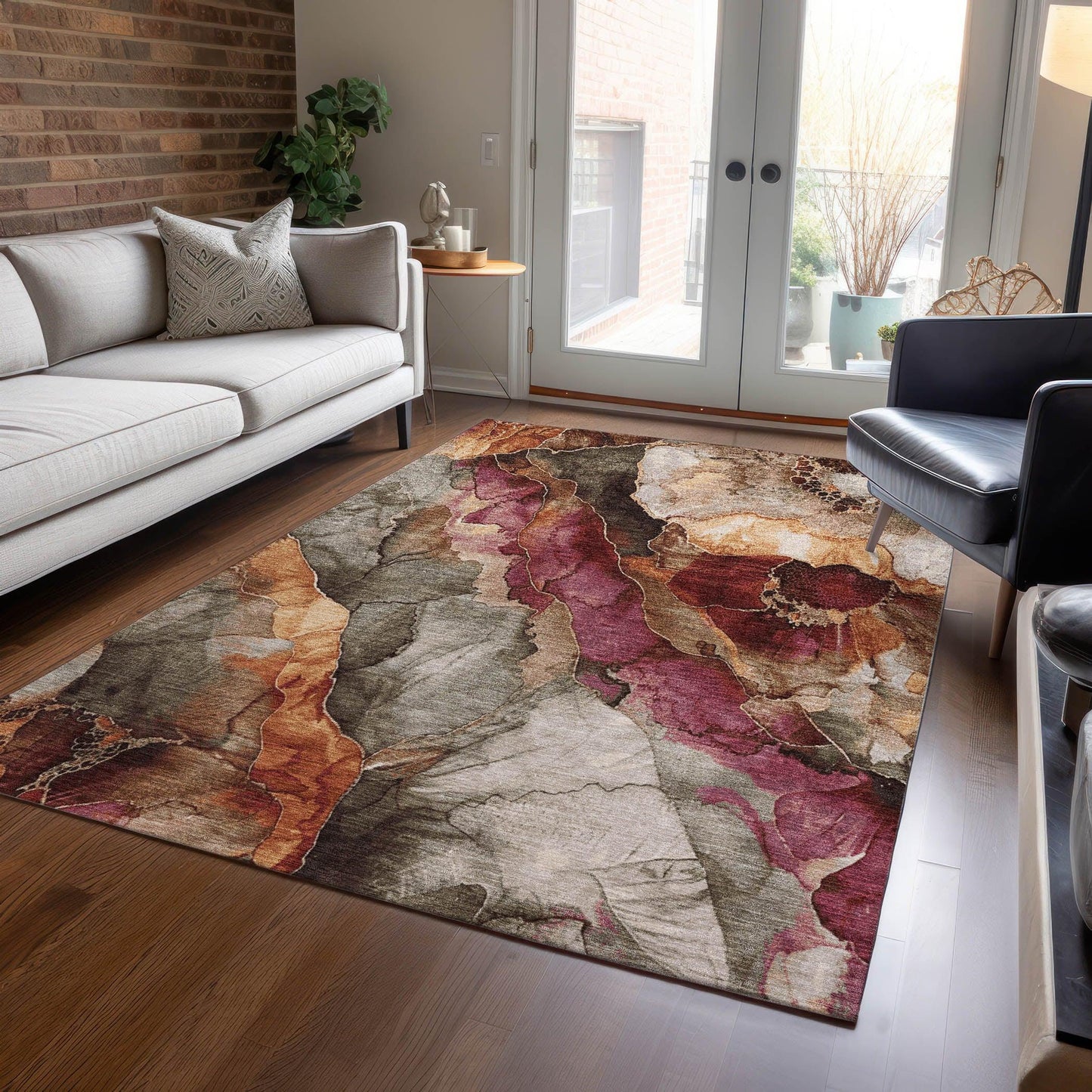 Vaelara Brown Washable Indoor-Outdoor Rug