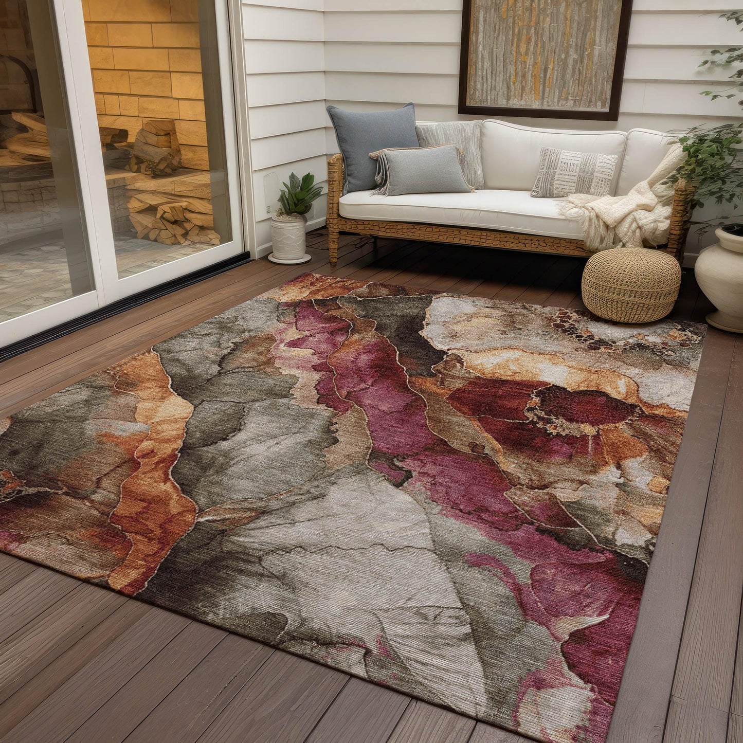 Vaelara Brown Washable Indoor-Outdoor Rug