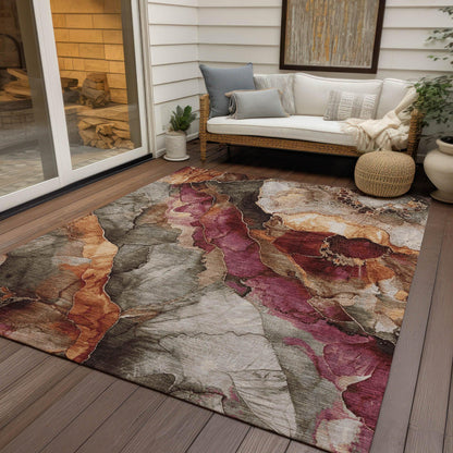 Vaelara Brown Washable Indoor-Outdoor Rug
