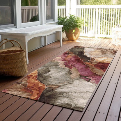 Vaelara Brown Washable Indoor-Outdoor Rug