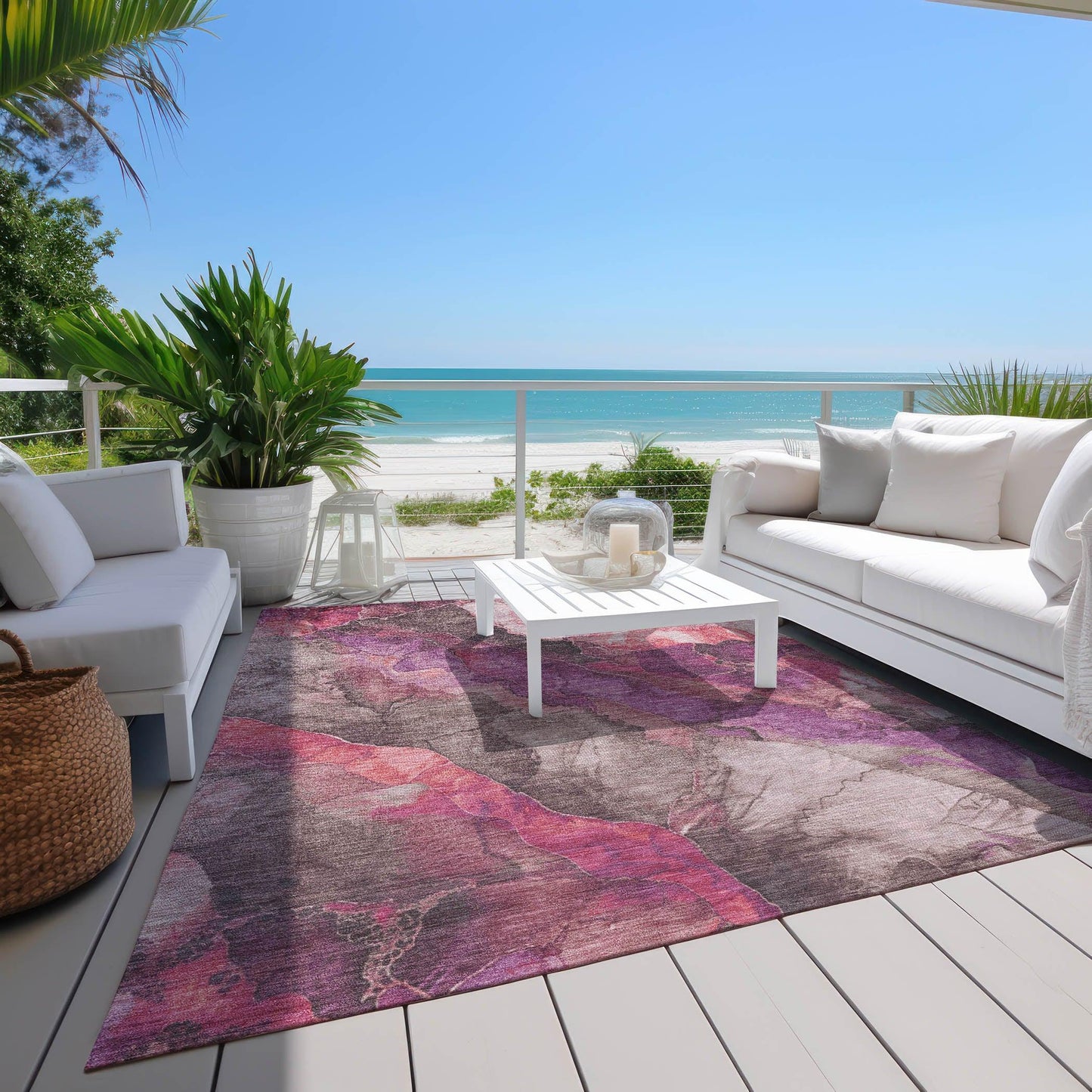 Vaelara Pink Washable Indoor-Outdoor Rug