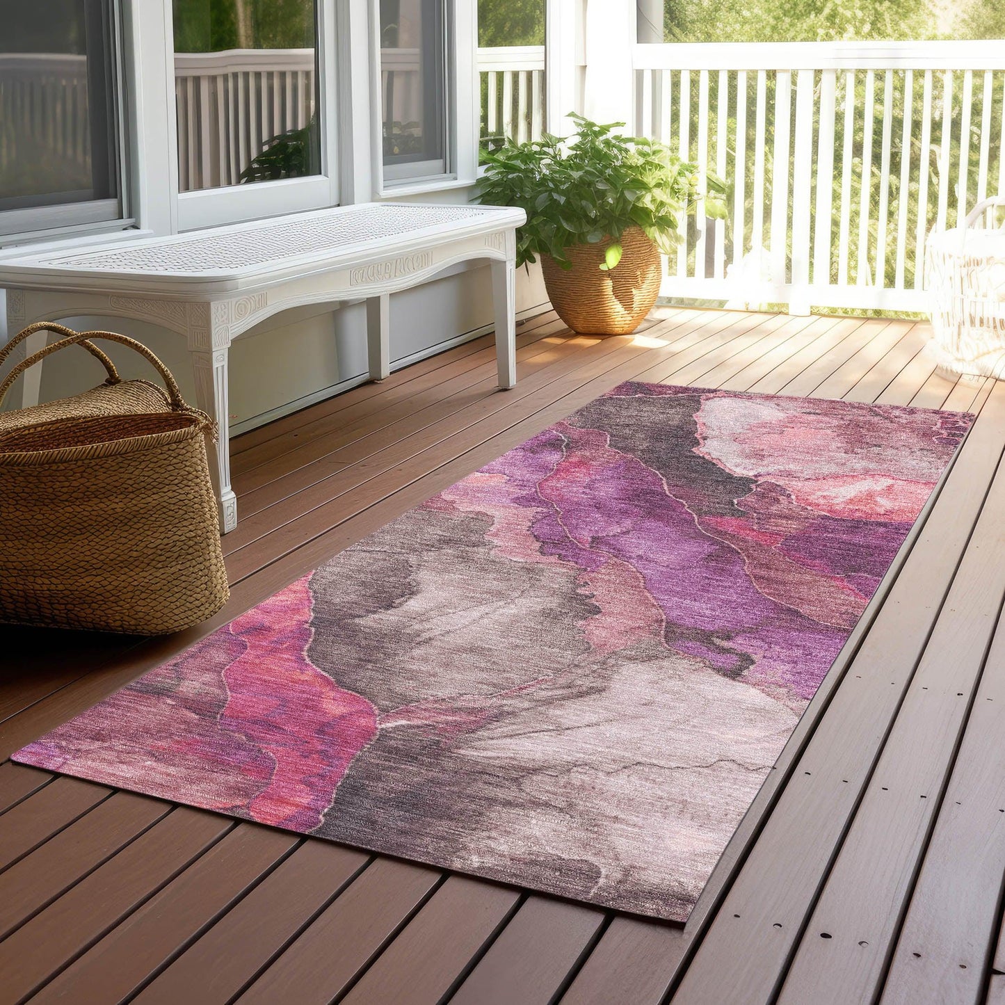 Vaelara Pink Washable Indoor-Outdoor Rug