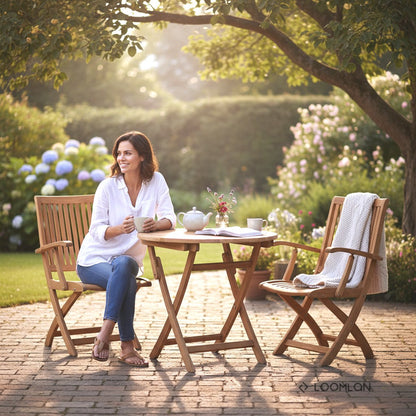 Valencia Teak Oudoor Round Bistro Set 3PC