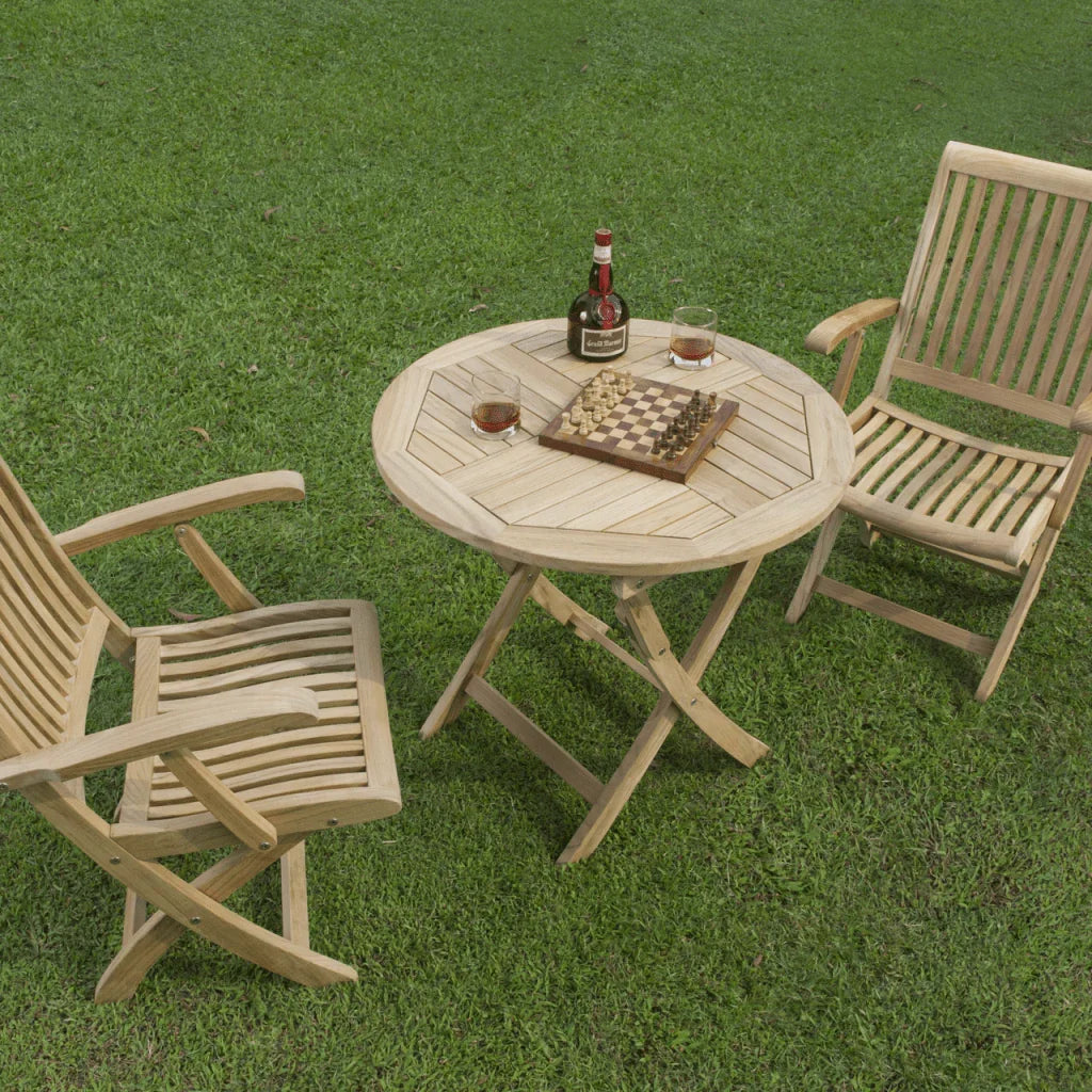 Valencia Teak Oudoor Round Bistro Set 3PC-Outdoor Bistro Sets-HiTeak-LOOMLAN