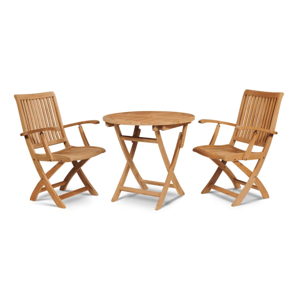 Valencia Teak Oudoor Round Bistro Set 3PC-Outdoor Bistro Sets-HiTeak-LOOMLAN