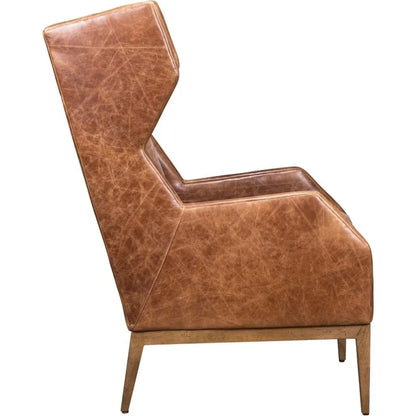 Valentina Leather Elegant Wingback Chair - LOOMLAN - Olivia + Quinn - Club Chairs