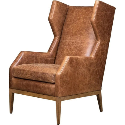 Valentina Leather Elegant Wingback Chair - LOOMLAN - Olivia + Quinn - Club Chairs