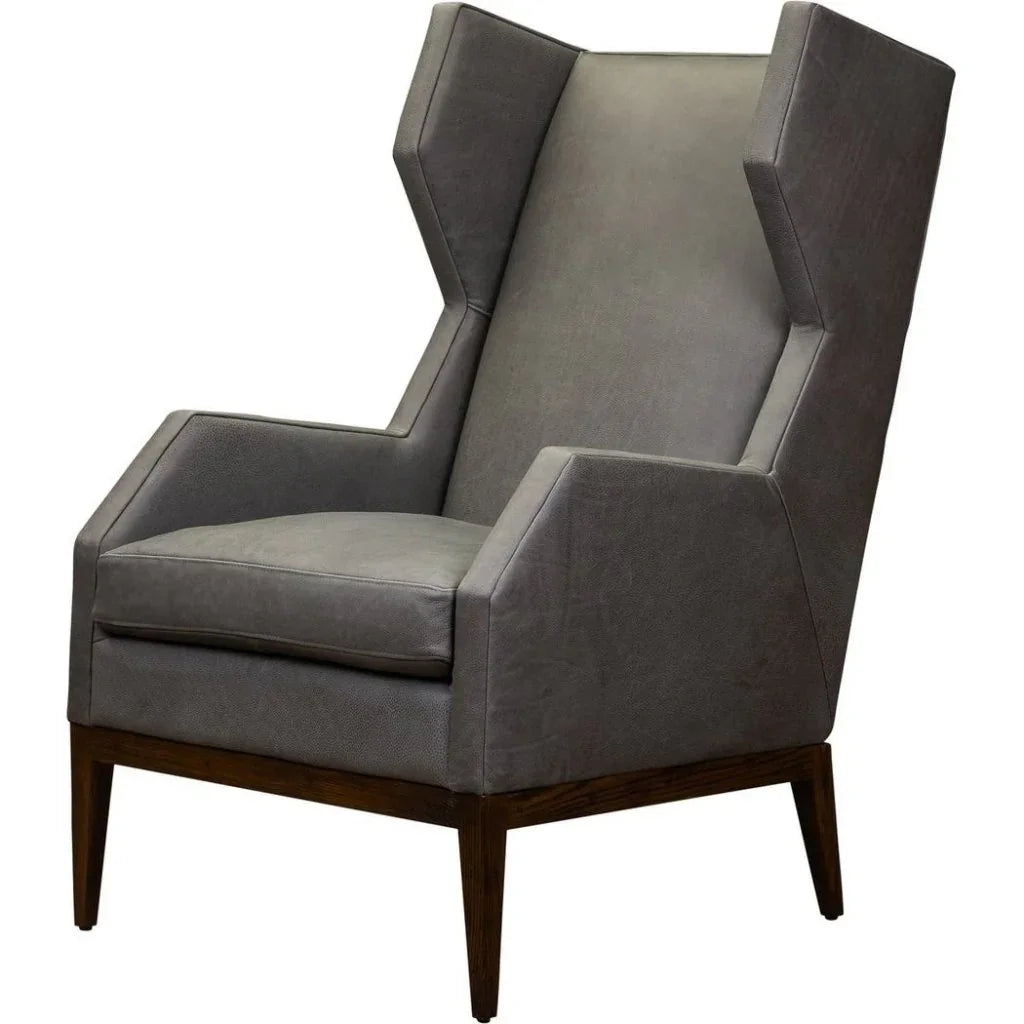 Valentina Leather Elegant Wingback Chair - LOOMLAN - Olivia + Quinn - Club Chairs