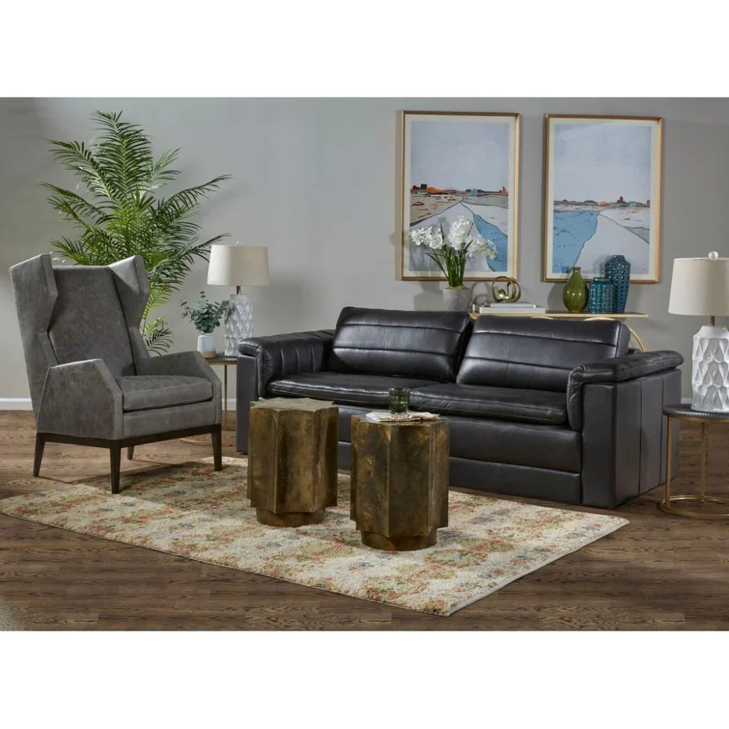 Valentina Leather Elegant Wingback Chair - LOOMLAN - Olivia + Quinn - Club Chairs