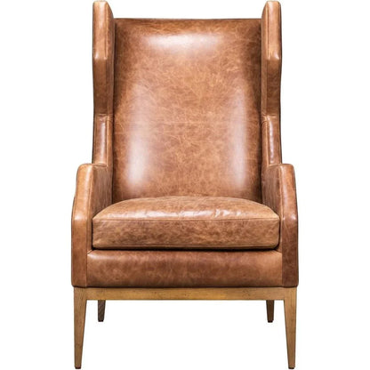 Valentina Leather Elegant Wingback Chair - LOOMLAN - Olivia + Quinn - Club Chairs
