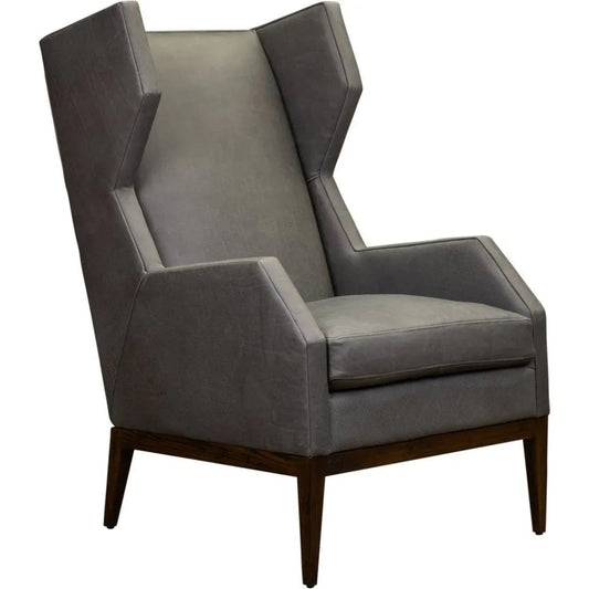 Valentina Leather Elegant Wingback Chair - LOOMLAN - Olivia + Quinn - Club Chairs