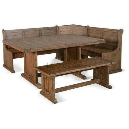 Valley Breakfast Nook Set L-Shaped Benches-Dining Table Sets-Sunny D-LOOMLAN