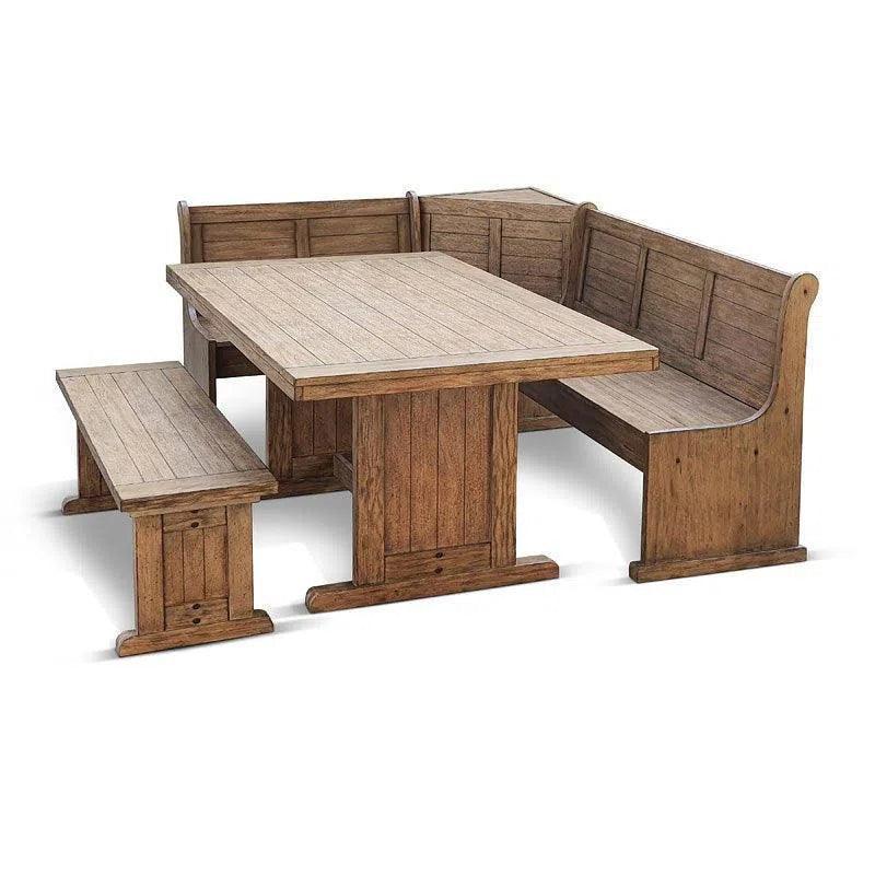 Valley Breakfast Nook Set L-Shaped Benches-Dining Table Sets-Sunny D-LOOMLAN