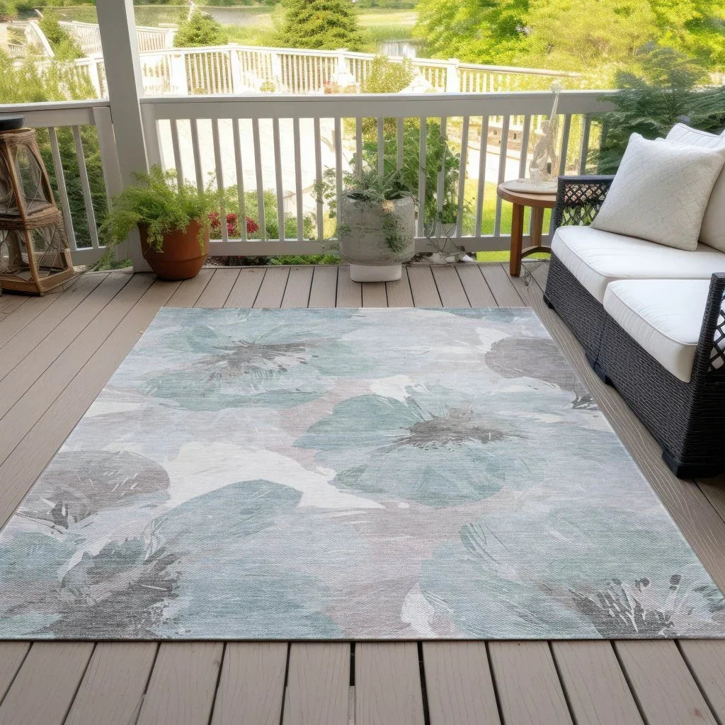 Valtoria Blue Washable Indoor - Outdoor Rug - LOOMLAN - LOOMLAN Rugs - Outdoor Rugs