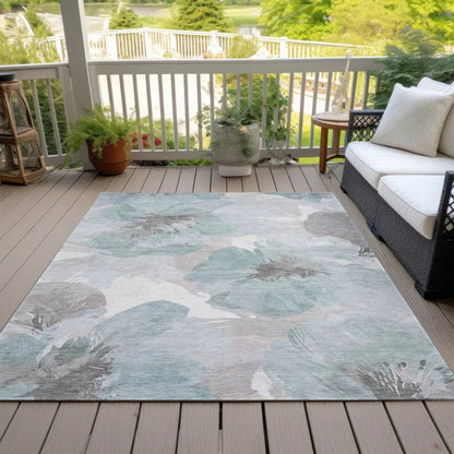 Valtoria Blue Washable Indoor - Outdoor Rug - LOOMLAN - LOOMLAN Rugs - Outdoor Rugs