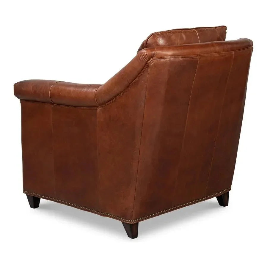 Vandike Leather Upholstery Stylish Armchair - LOOMLAN - Sarreid - Club Chairs