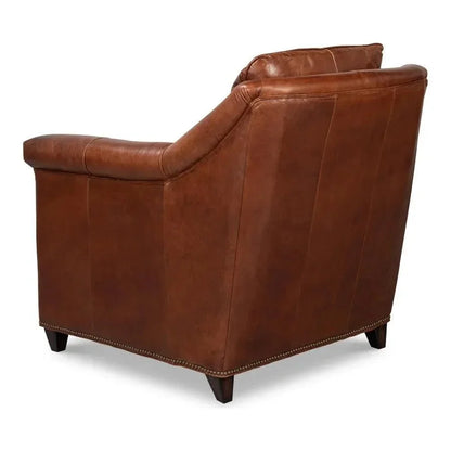 Vandike Leather Upholstery Stylish Armchair - LOOMLAN - Sarreid - Club Chairs