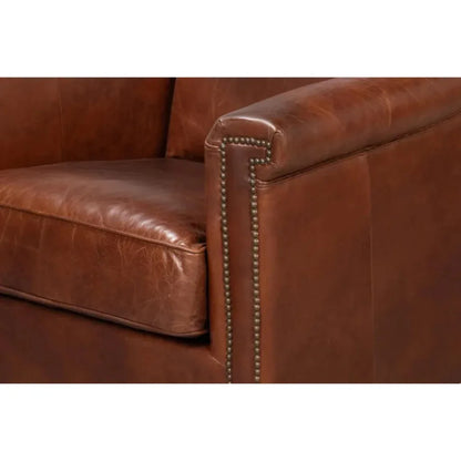 Vandike Leather Upholstery Stylish Armchair - LOOMLAN - Sarreid - Club Chairs