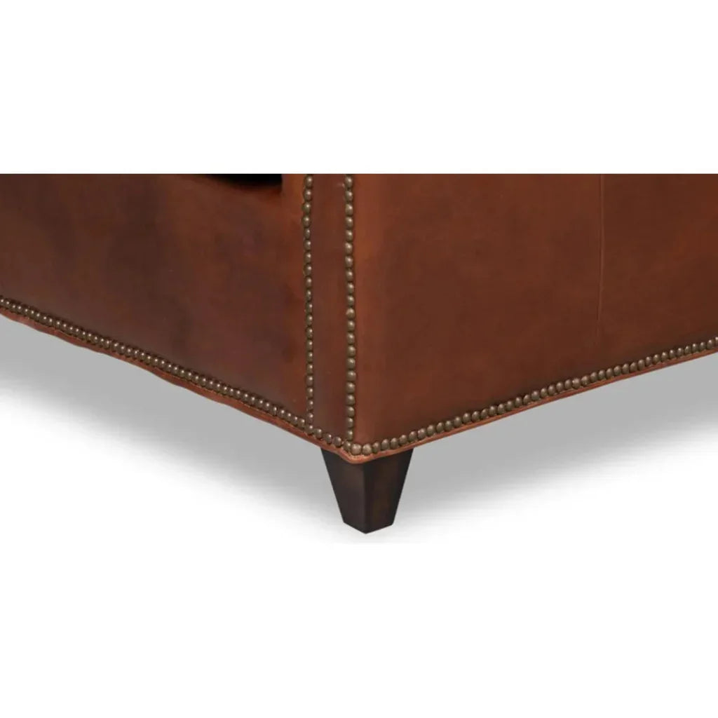 Vandike Leather Upholstery Stylish Armchair - LOOMLAN - Sarreid - Club Chairs