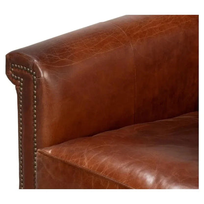 Vandike Leather Upholstery Stylish Armchair - LOOMLAN - Sarreid - Club Chairs