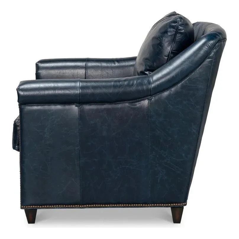 Vandike Leather Upholstery Stylish Armchair - LOOMLAN - Sarreid - Club Chairs