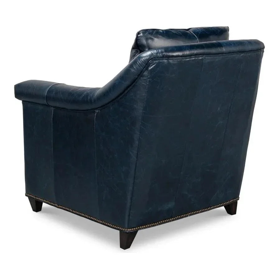 Vandike Leather Upholstery Stylish Armchair - LOOMLAN - Sarreid - Club Chairs
