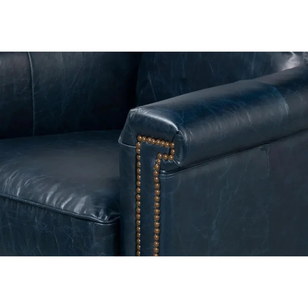 Vandike Leather Upholstery Stylish Armchair - LOOMLAN - Sarreid - Club Chairs