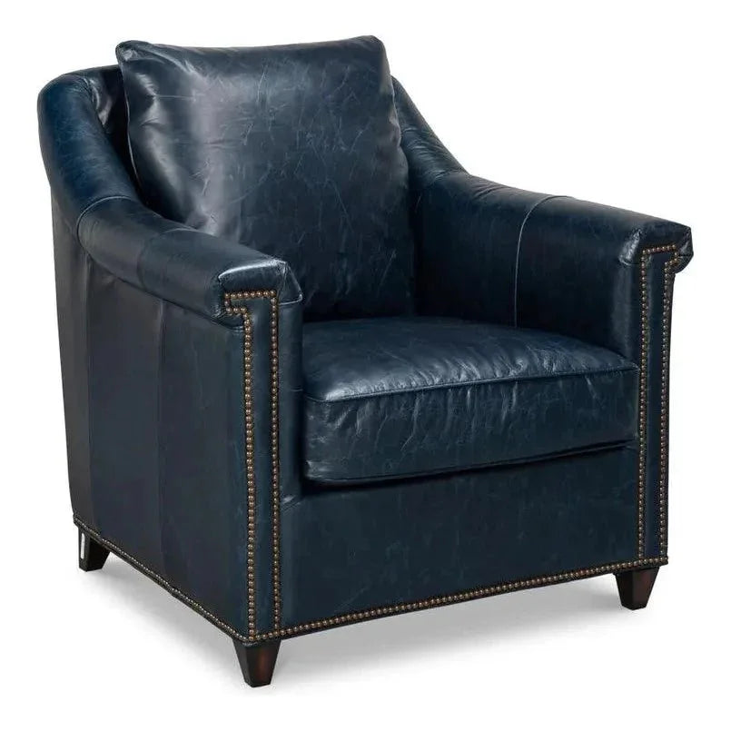Vandike Leather Upholstery Stylish Armchair - LOOMLAN - Sarreid - Club Chairs