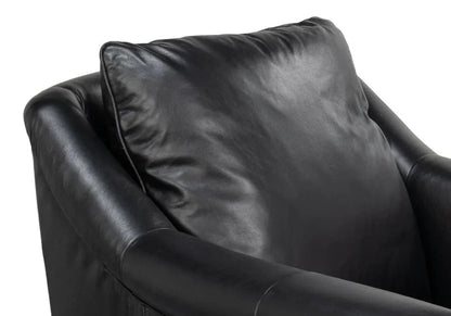 Vandike Onyx Black Leather Arm Chair - LOOMLAN - Sarreid - Club Chairs