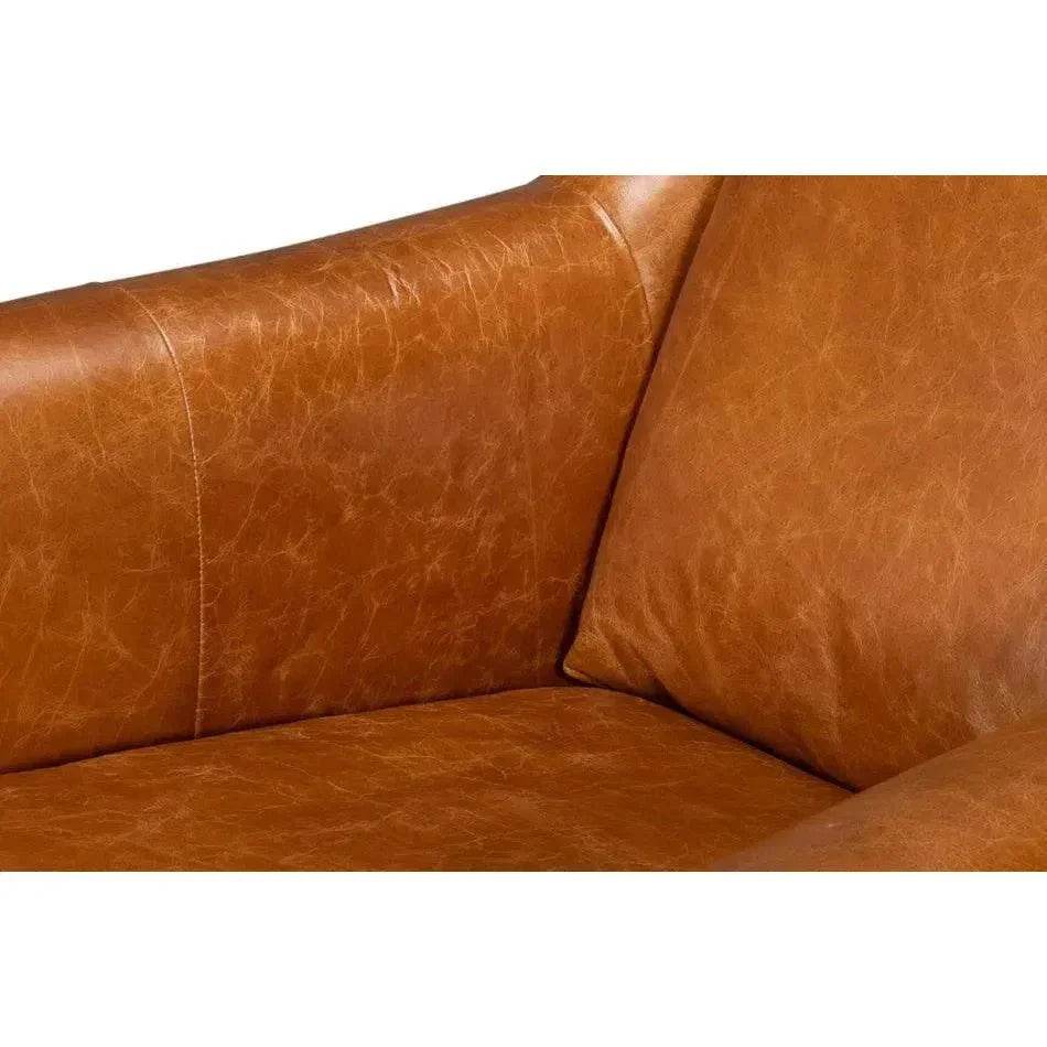 Vandike Wood and Leather Brown Arm Chair - LOOMLAN - Sarreid - Club Chairs