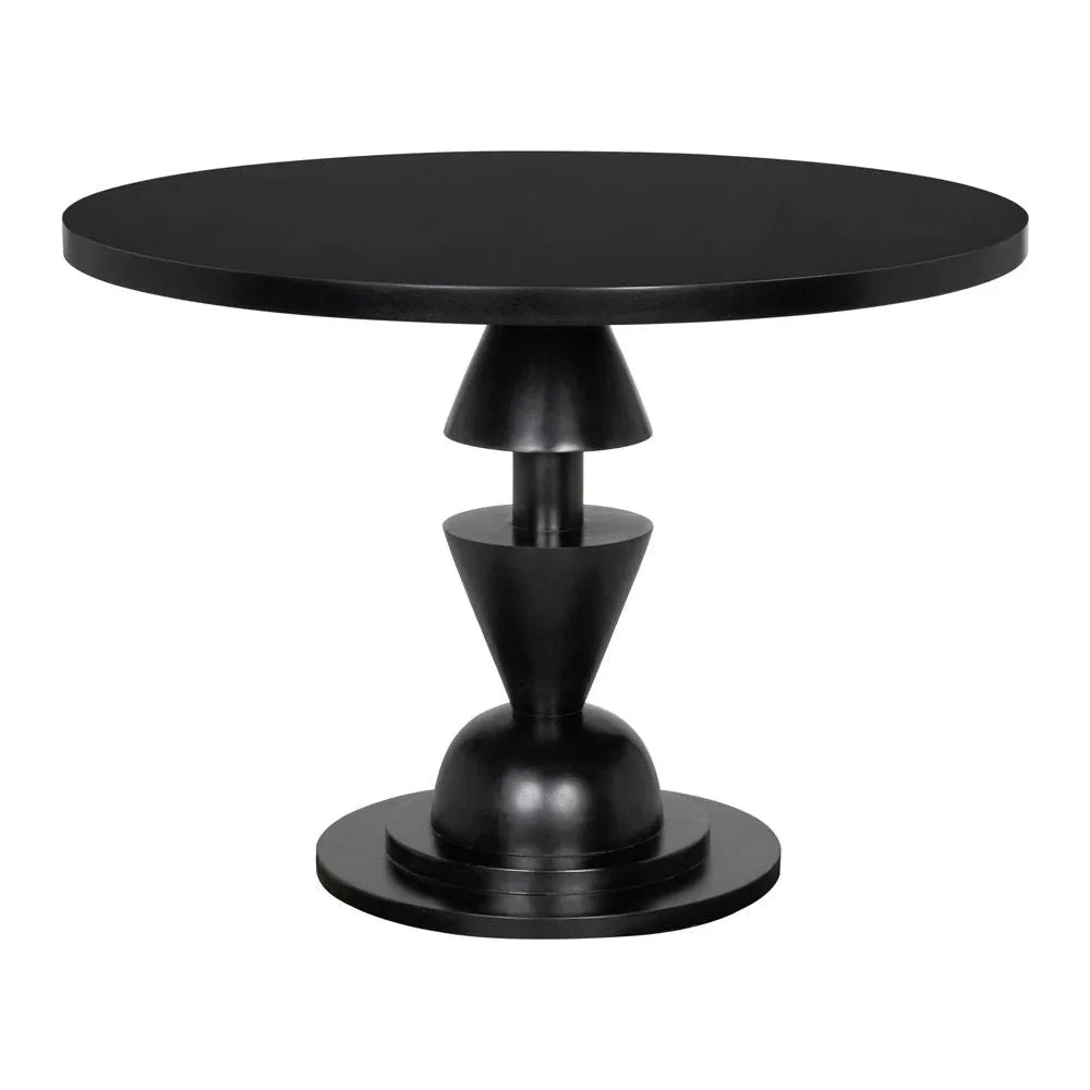 Varick Hand Rubbed Black Wooden Dining Table-Dining Tables-Noir-LOOMLAN
