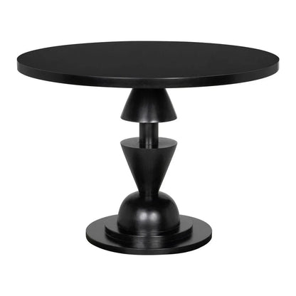Varick Hand Rubbed Black Wooden Dining Table-Dining Tables-Noir-LOOMLAN