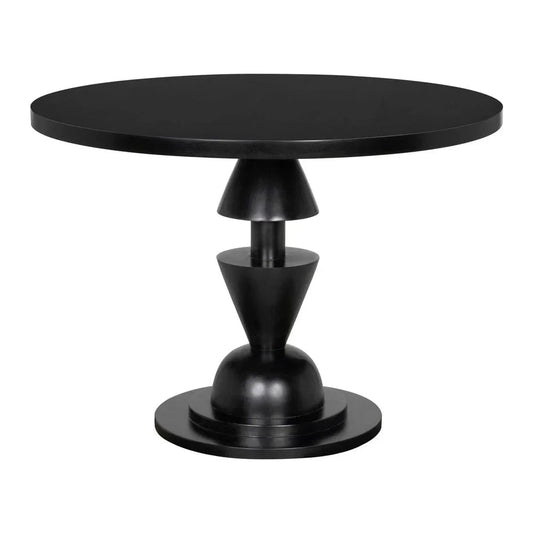 Varick Hand Rubbed Black Wooden Dining Table-Dining Tables-Noir-LOOMLAN