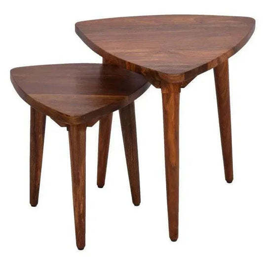 Harstad Geometric Wood Table Set - LOOMLAN - LOOMLAN - Side Tables