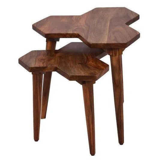 Tananger Geometric Wood Table Set - LOOMLAN - LOOMLAN - Side Tables