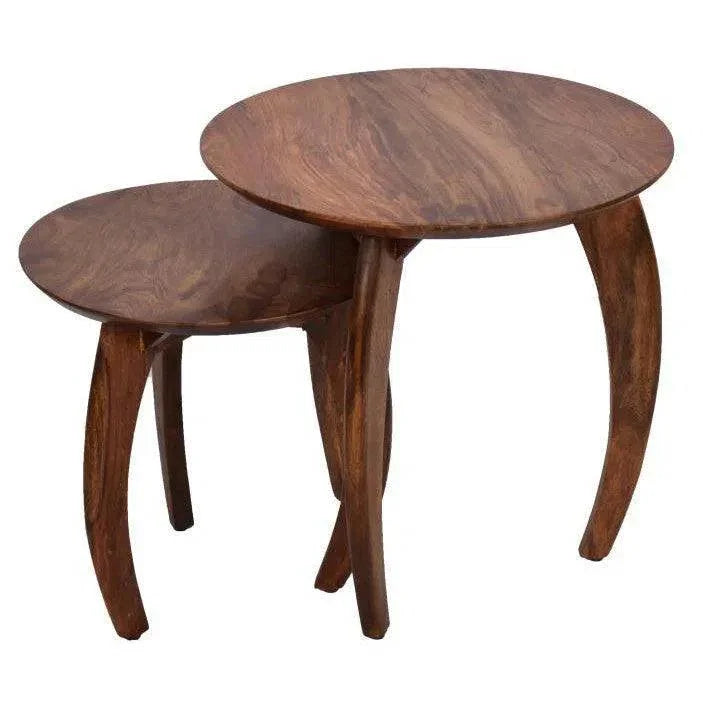 Parola Round Wood Table Set - LOOMLAN - LOOMLAN - Side Tables
