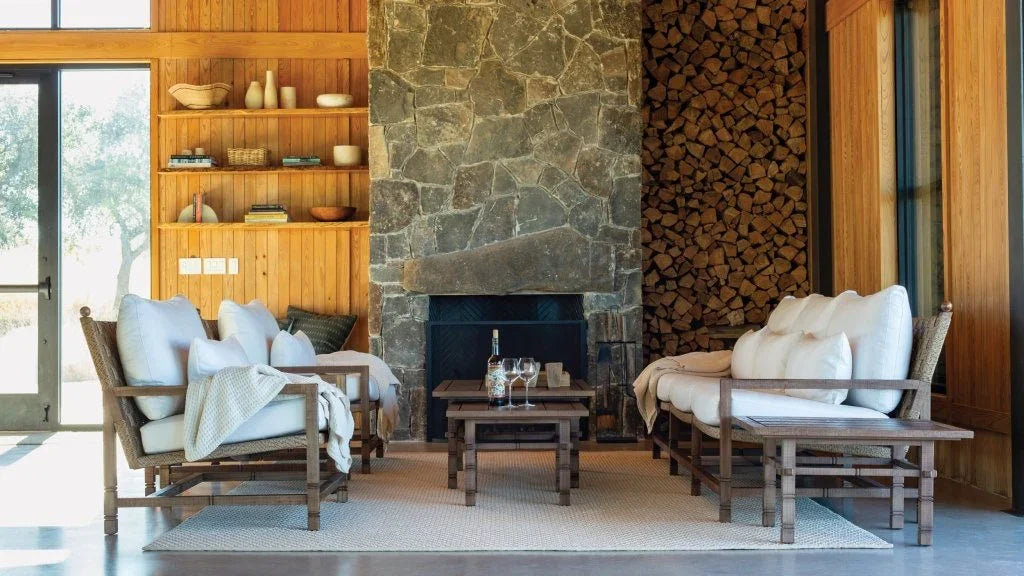 Vaterra Teak And Rattan Patio 3 - Seat Sofa - LOOMLAN - Seasonal Living - Outdoor Sofas & Loveseats