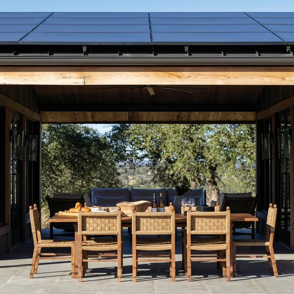 Vaterra Teak And Rattan Patio Dining Table-Outdoor Dining Tables-Seasonal Living-LOOMLAN