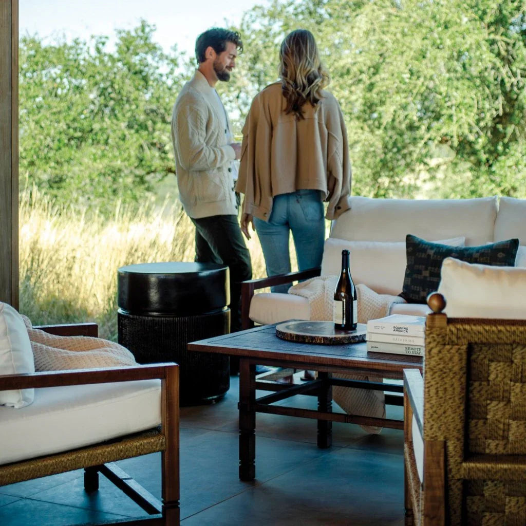 Vaterra Weathered Pecan Finish Patio Coffee Table-Outdoor Coffee Tables-Seasonal Living-LOOMLAN