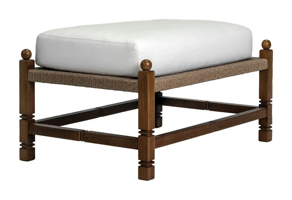 Vaterra Weathered Pecan Finish Patio Ottoman-Outdoor Ottomans-Seasonal Living-LOOMLAN